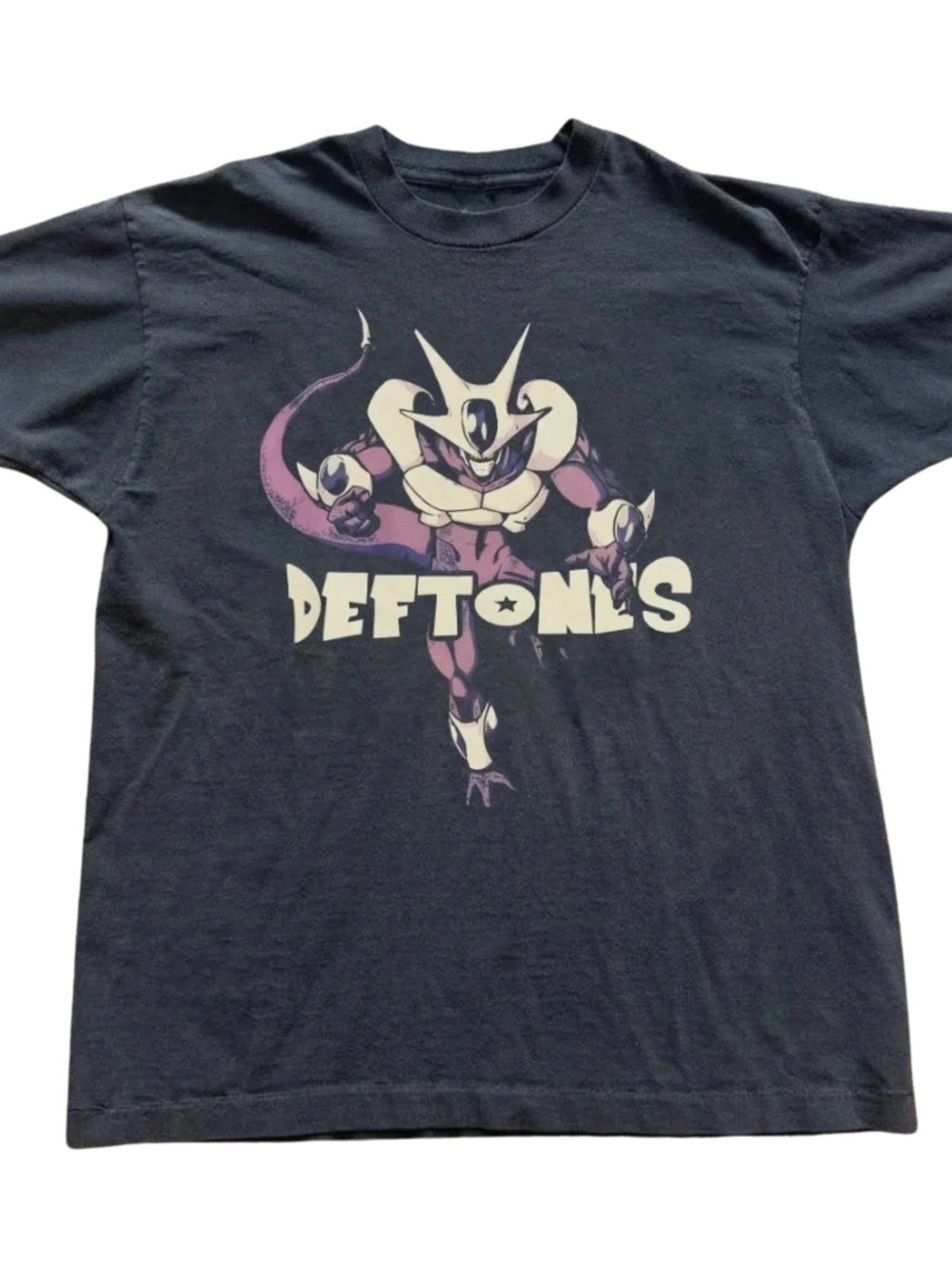 Gildan Black Deftones Graphic Tee with Cream and Purple Print